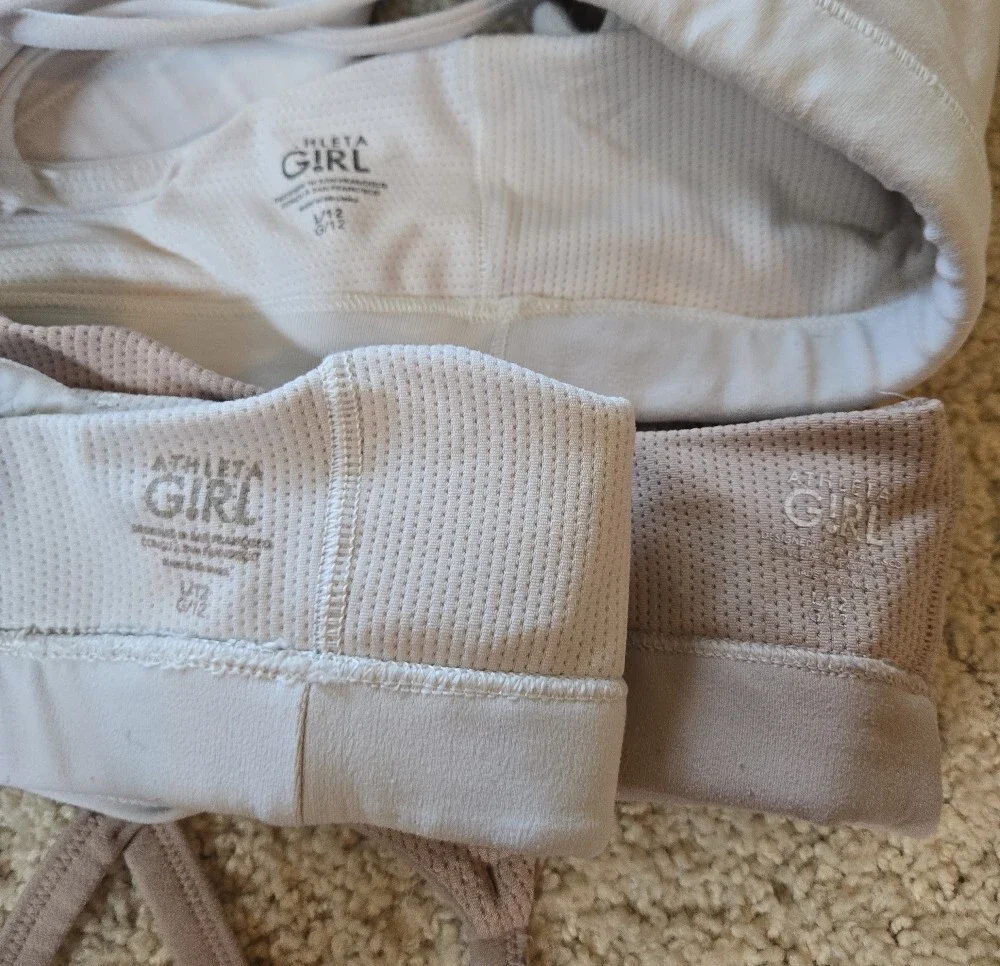 Athleta Girls Three-Pack Light White and Blush Sports Bras